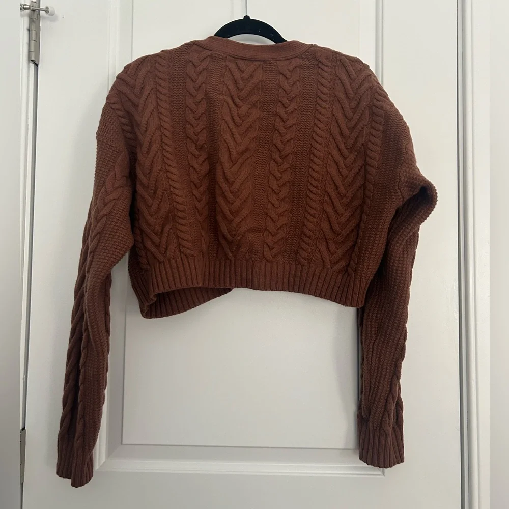 Aritzia Sunday Best Brown Cropped Cardigan Sweater - Picture 6 of 6